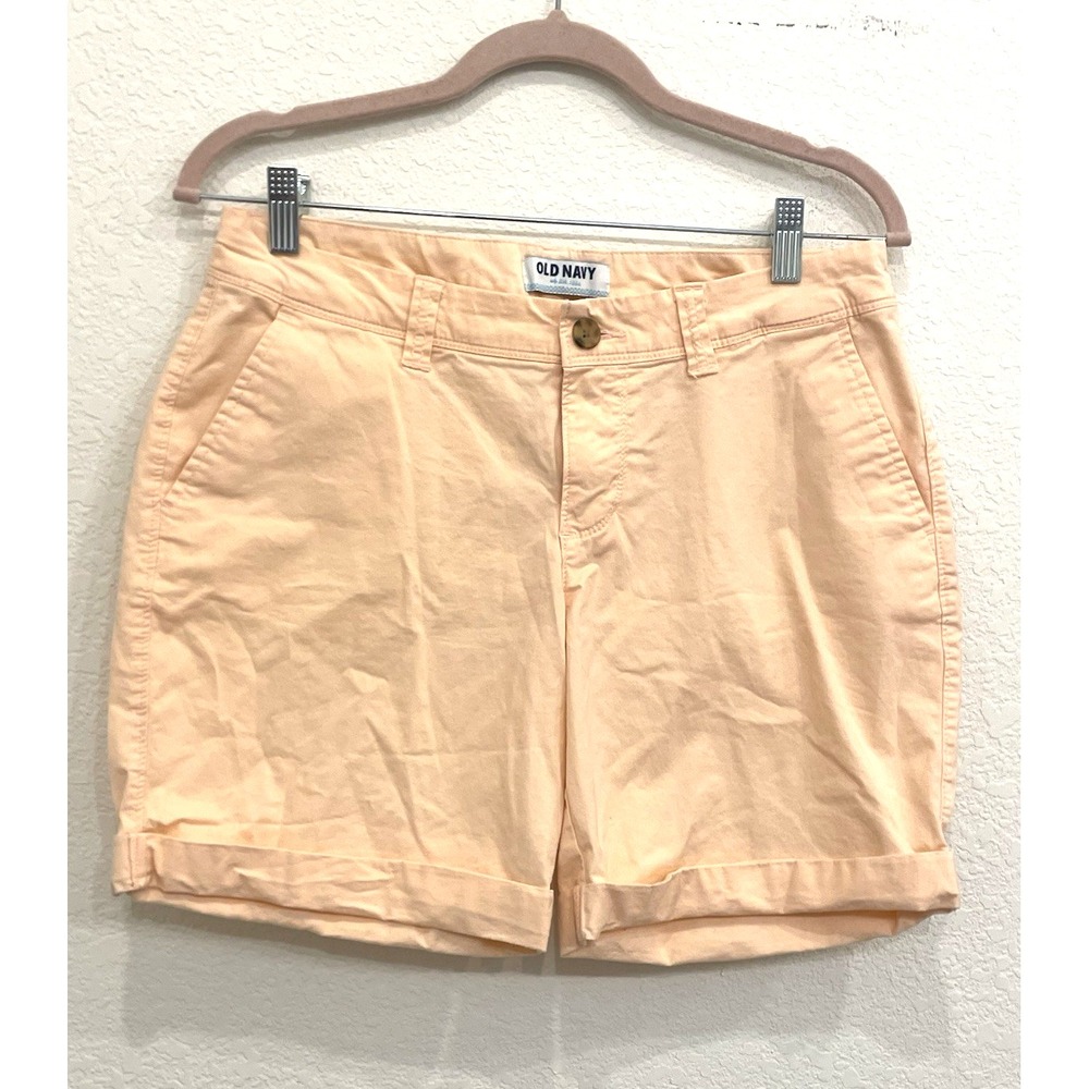 Old Navy Chino Shorts Women's 6 Peach‎ Cuffed Mid Rise Stretch Twill Beach